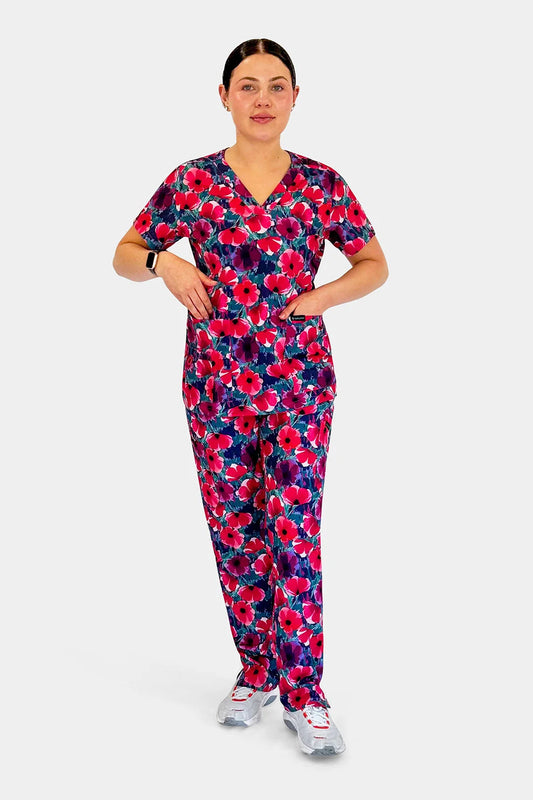 Crimson Bloom Scrub set Babuchaa