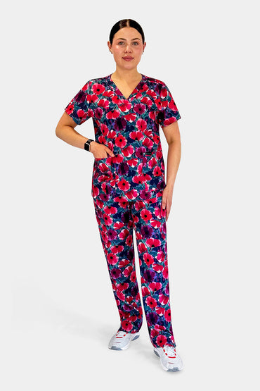 Crimson Bloom Scrub set Babuchaa