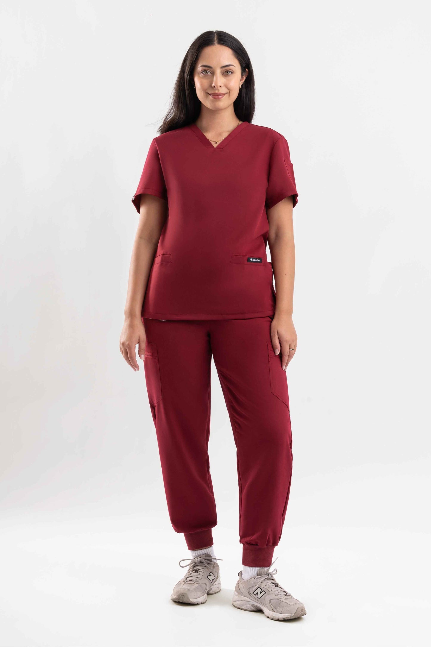 V Neck Scrub Top - Maroon