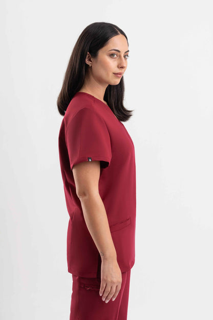 V Neck Scrub Top - Maroon