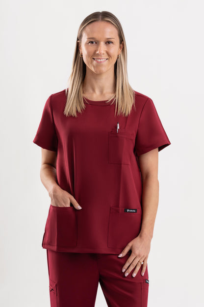 best maroon nursing scrub top women