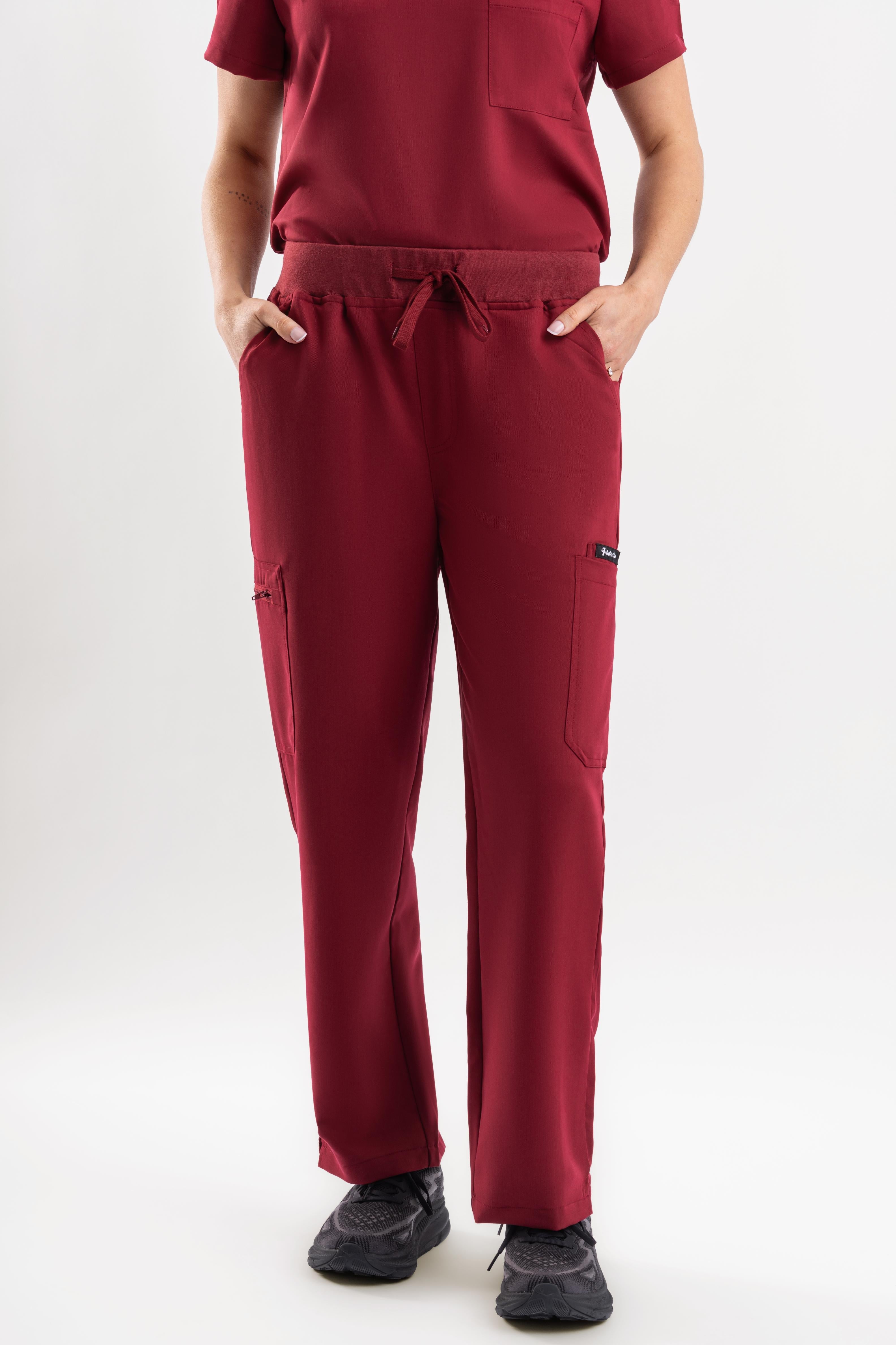 Straight Scrub Pants - Maroon Babuchaa