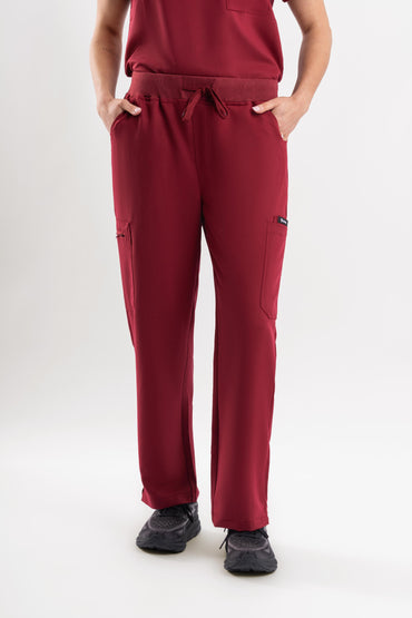 Straight Scrub Pants - Maroon Babuchaa