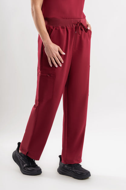 Straight Scrub Pants - Maroon Babuchaa