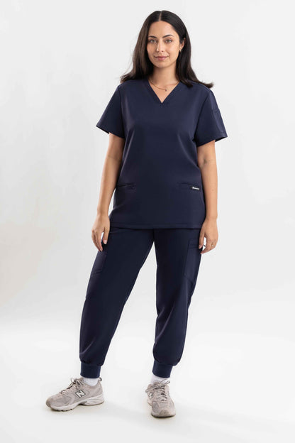 V Neck Scrub Top - Navy Blue
