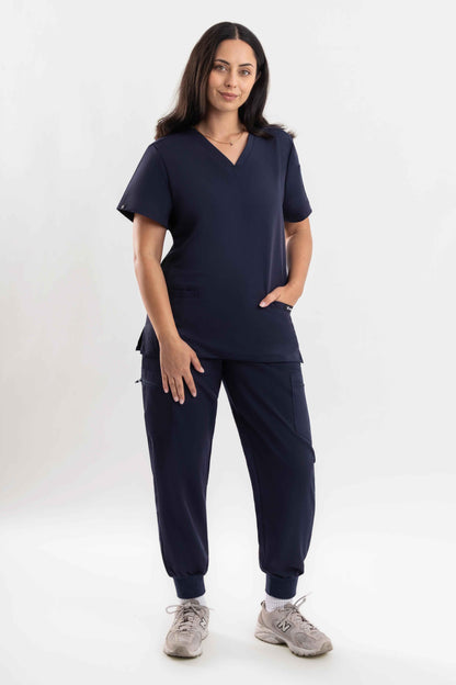 V Neck Scrub Top - Navy Blue