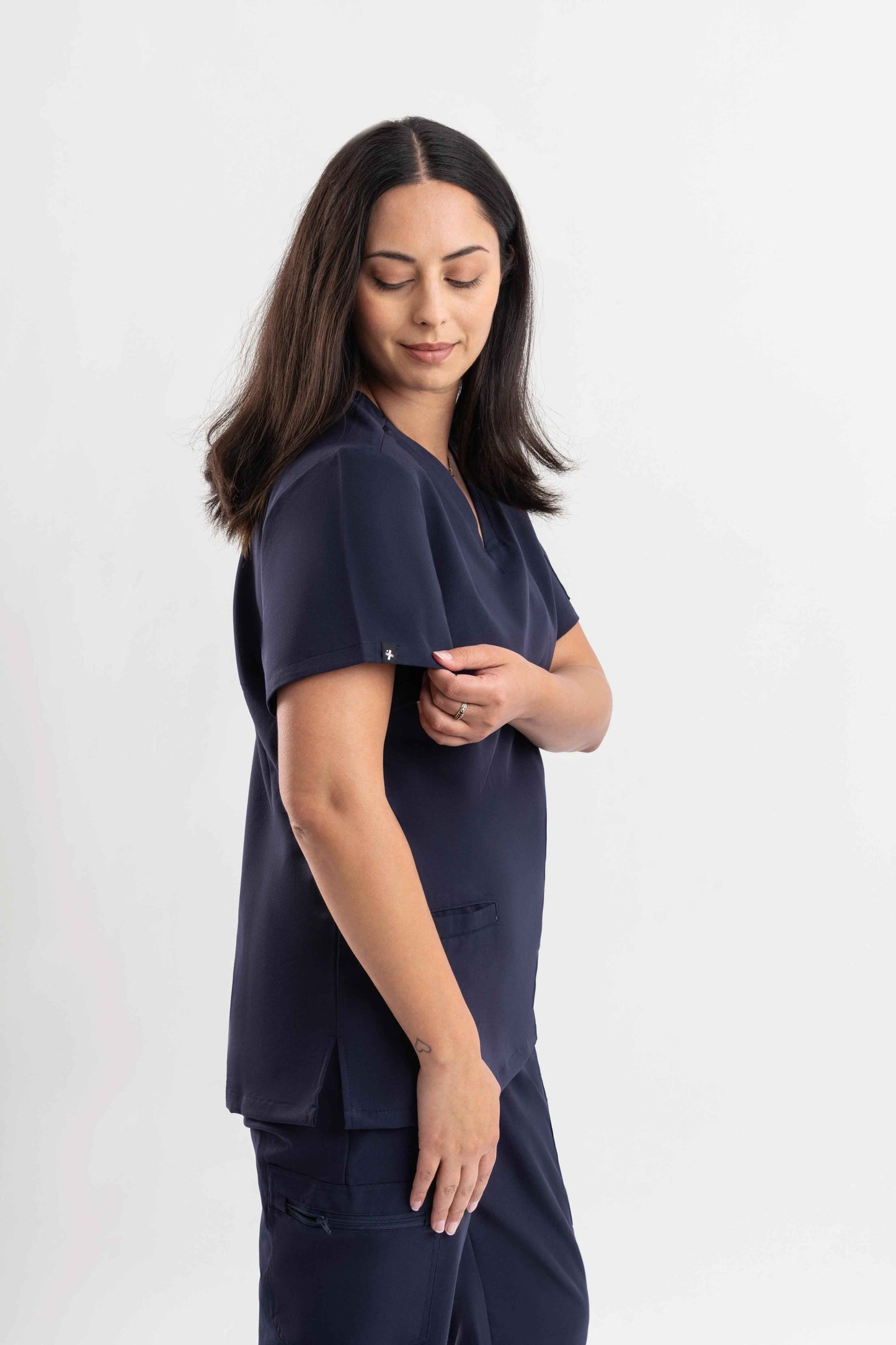 V Neck Scrub Top - Navy Blue