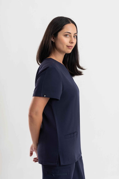 V Neck Scrub Top - Navy Blue