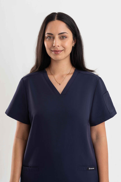 V Neck Scrub Top - Navy Blue