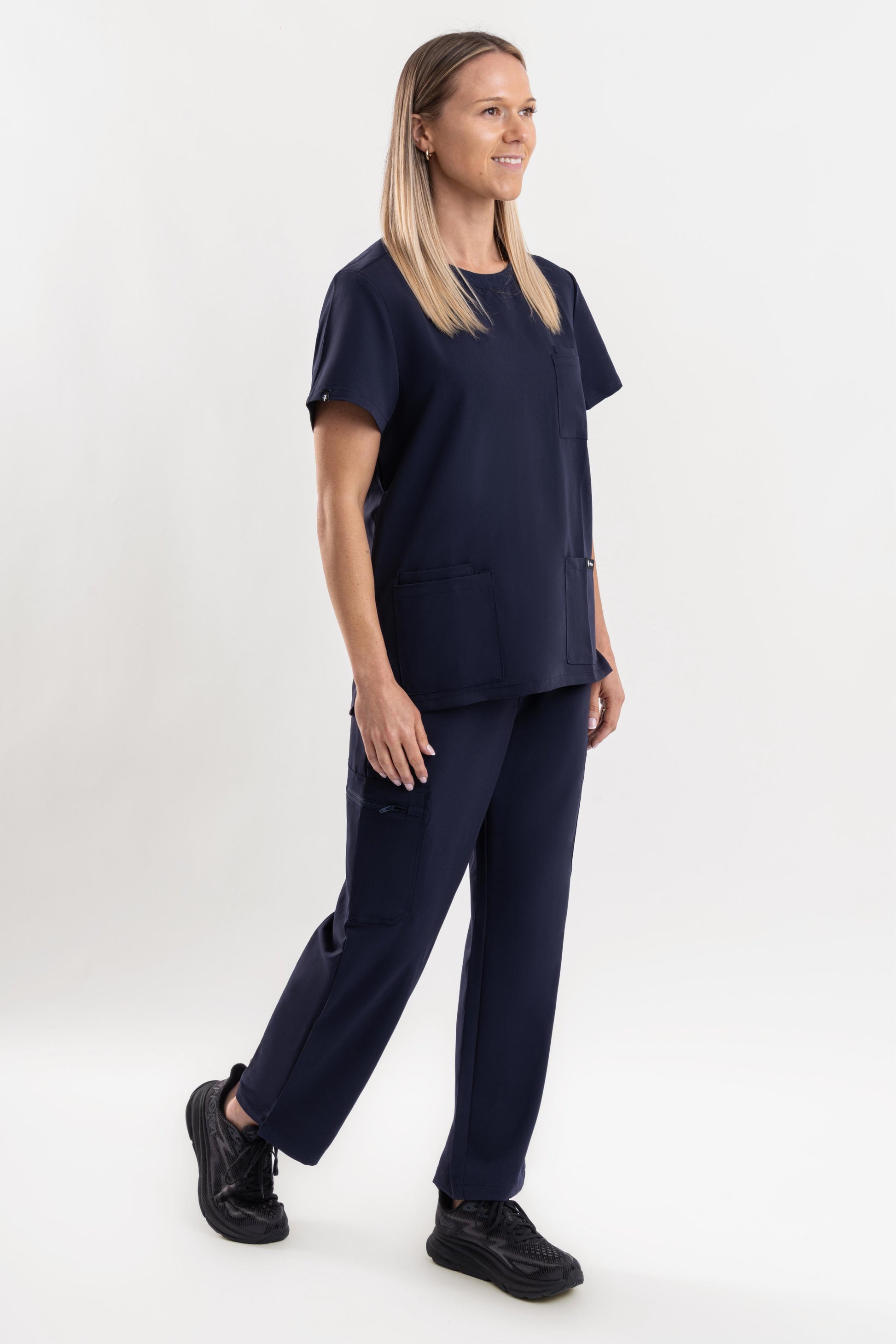 women’s navy scrub top for nursing professionals