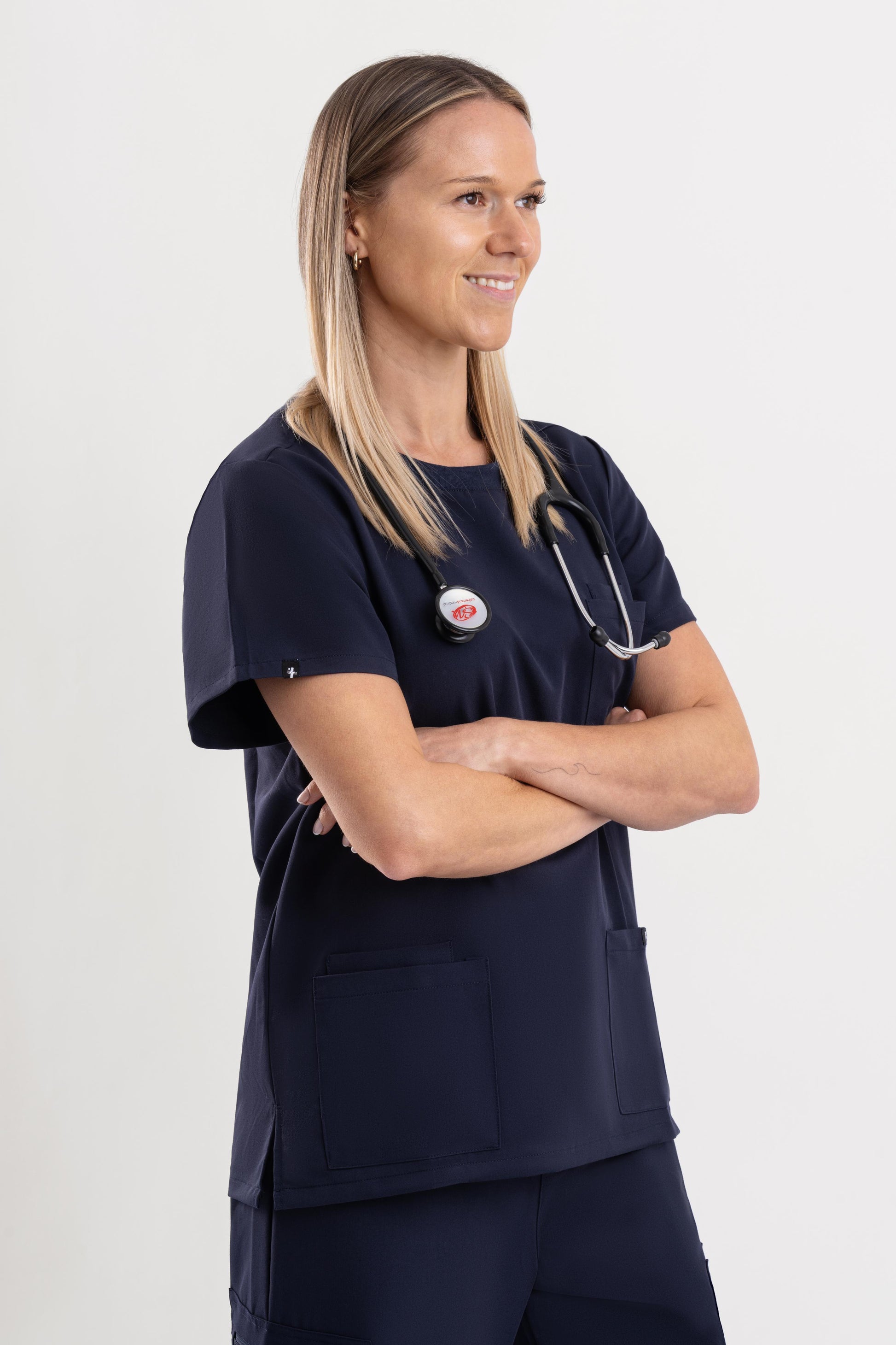 hospital uniform navy scrub top women