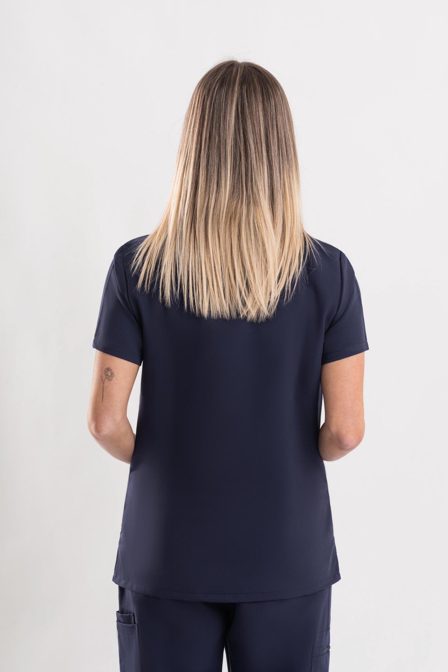 women’s navy blue scrub top for medical staff