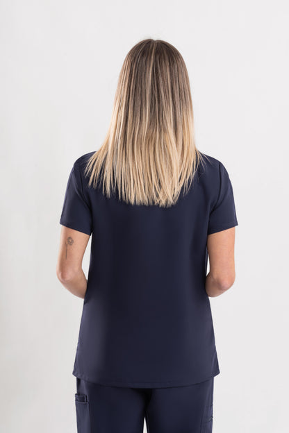 women’s navy blue scrub top for medical staff