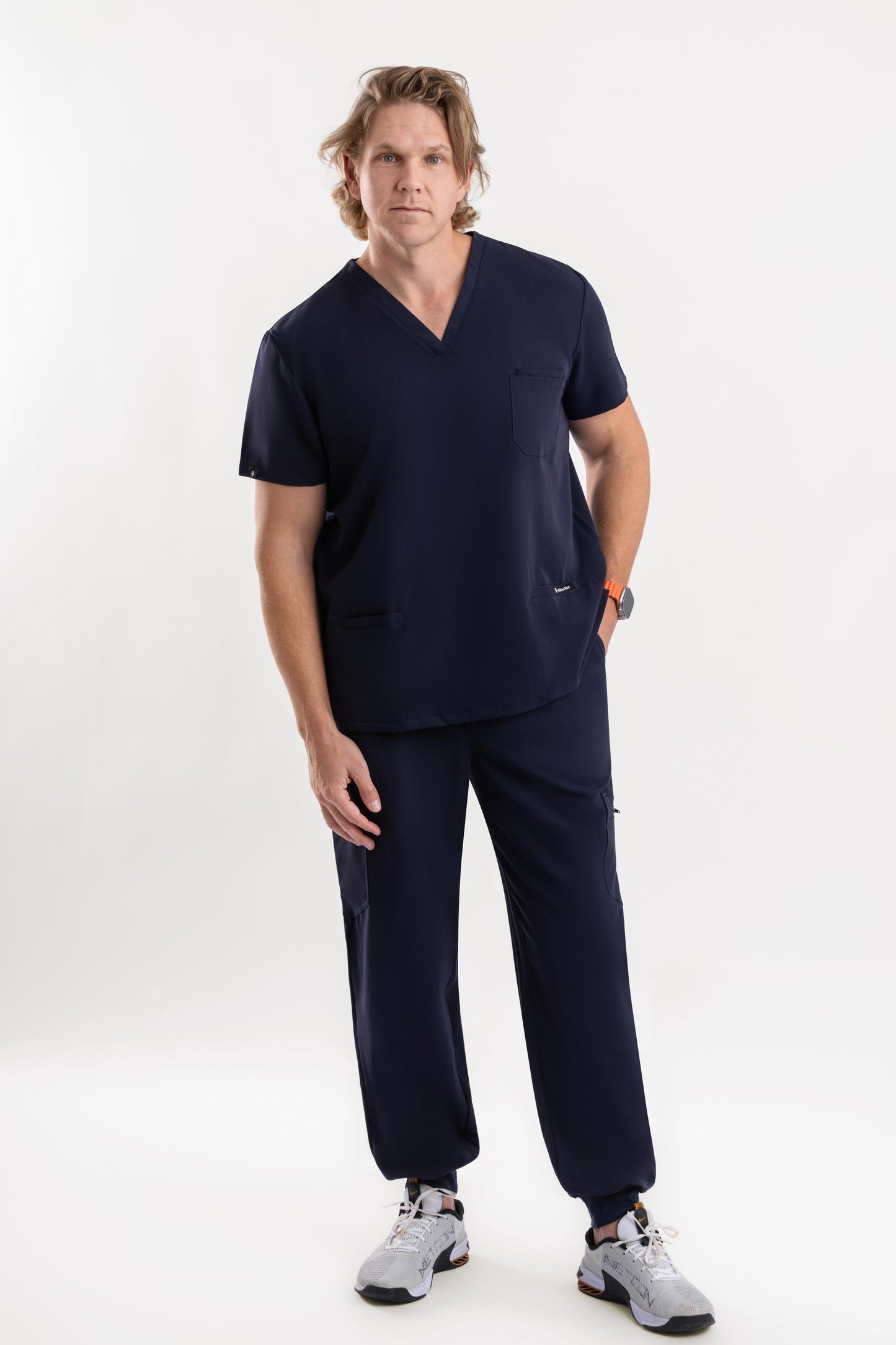 healthcare V Neck Navy Blue Scrub tops for men