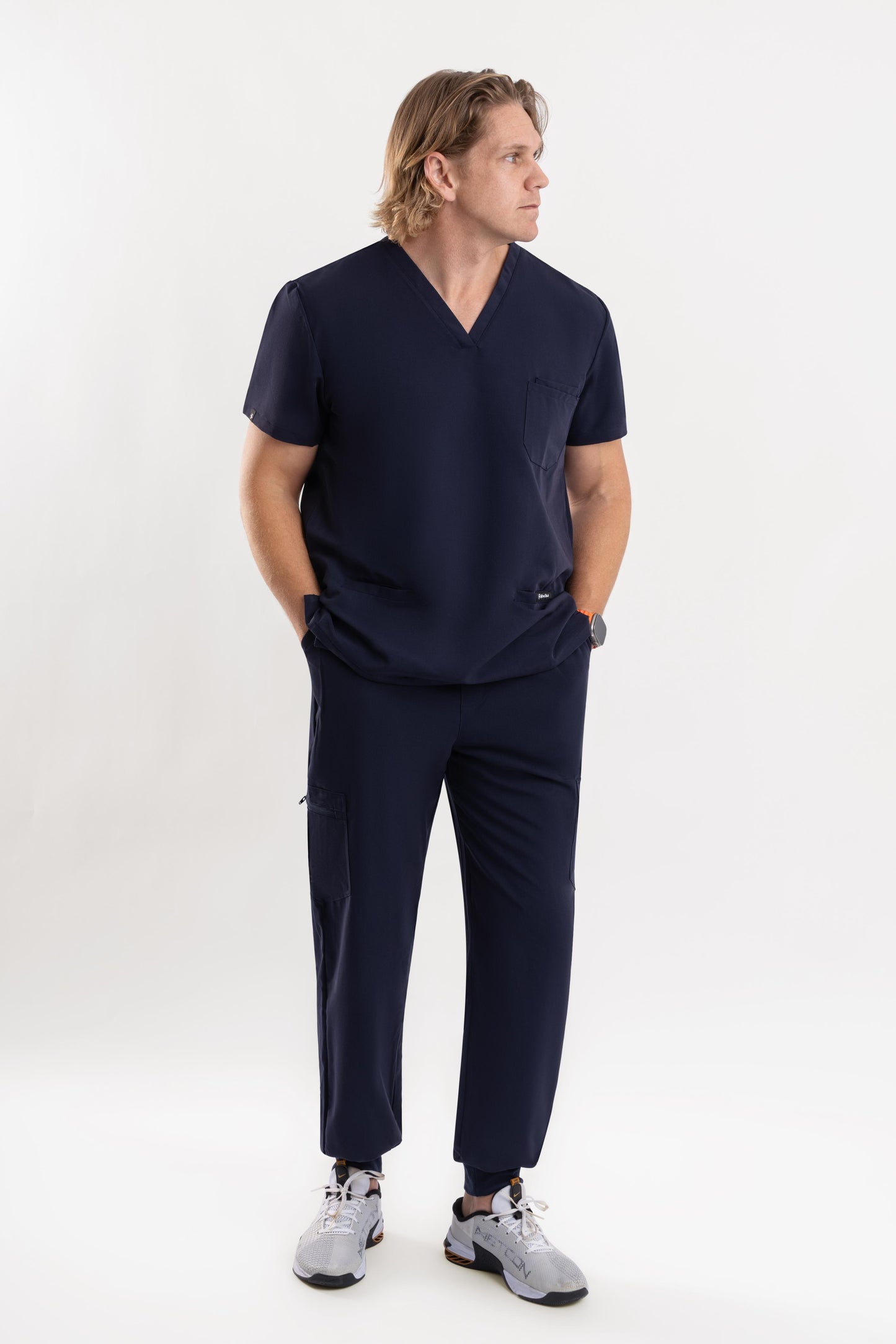 breathable men’s V Neck Navy Blue Scrub tops