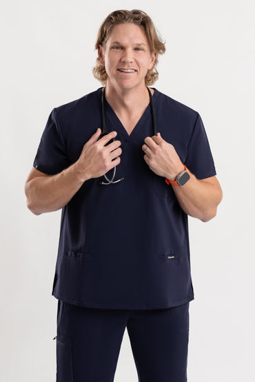 men’s V Neck Navy Blue medical scrub tops