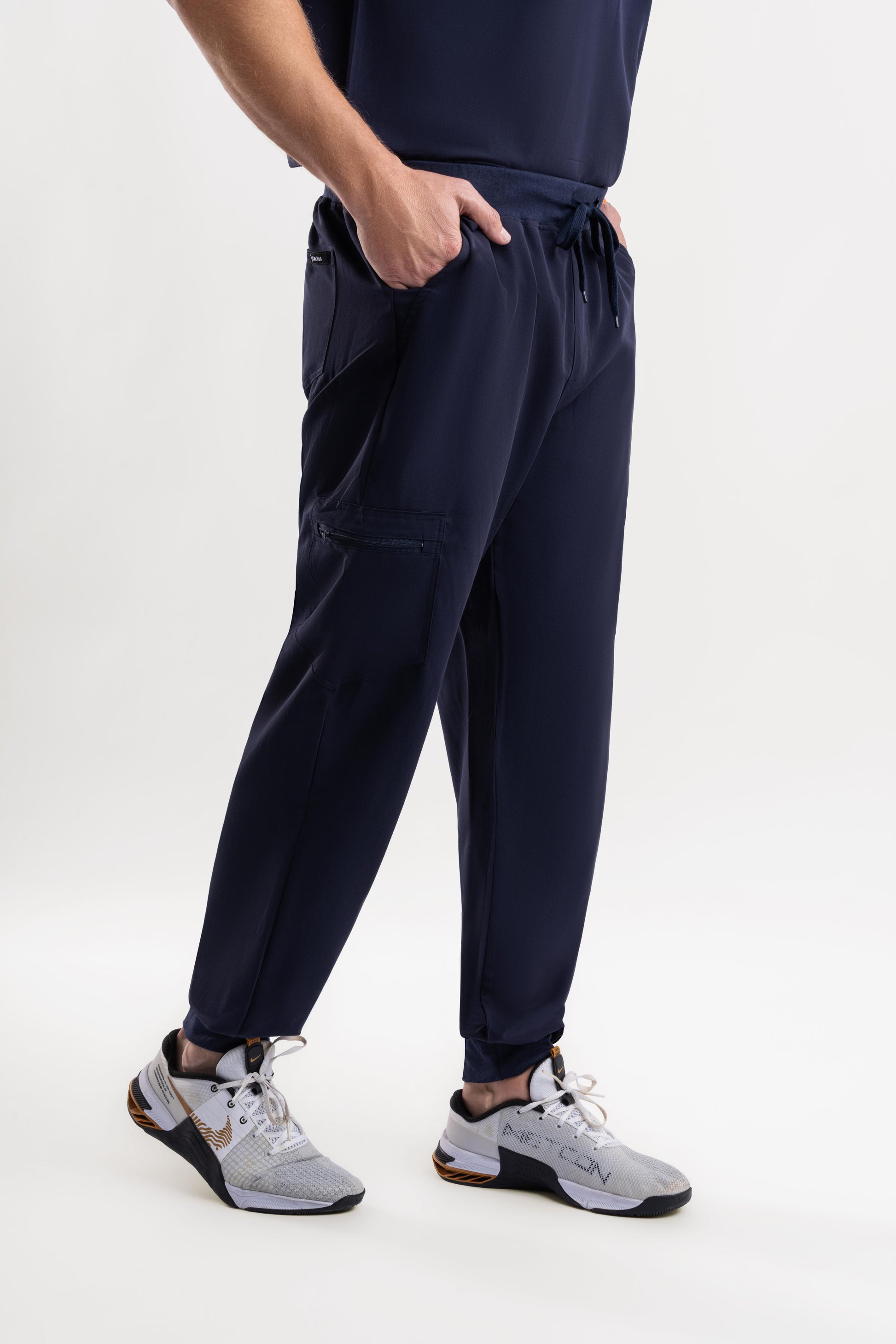 navy blue nursing scrub joggers for men