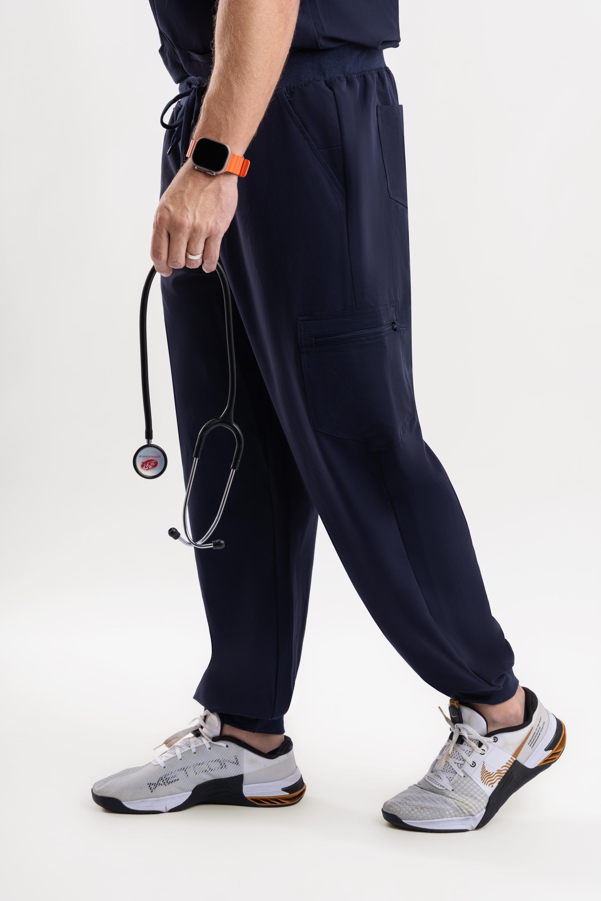 stretch men’s scrub joggers in Navy Blue color