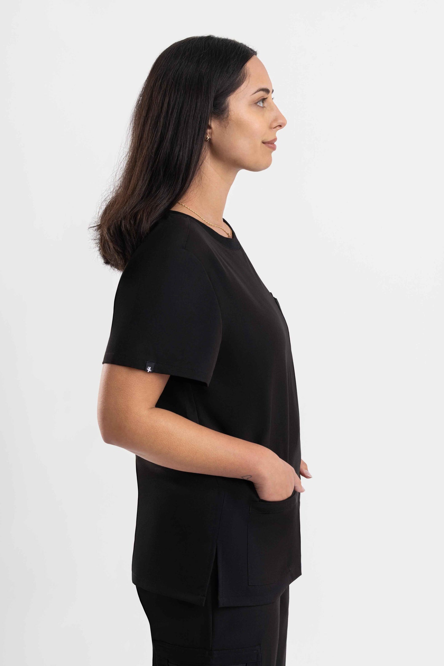 Crewneck Scrub Top - Black