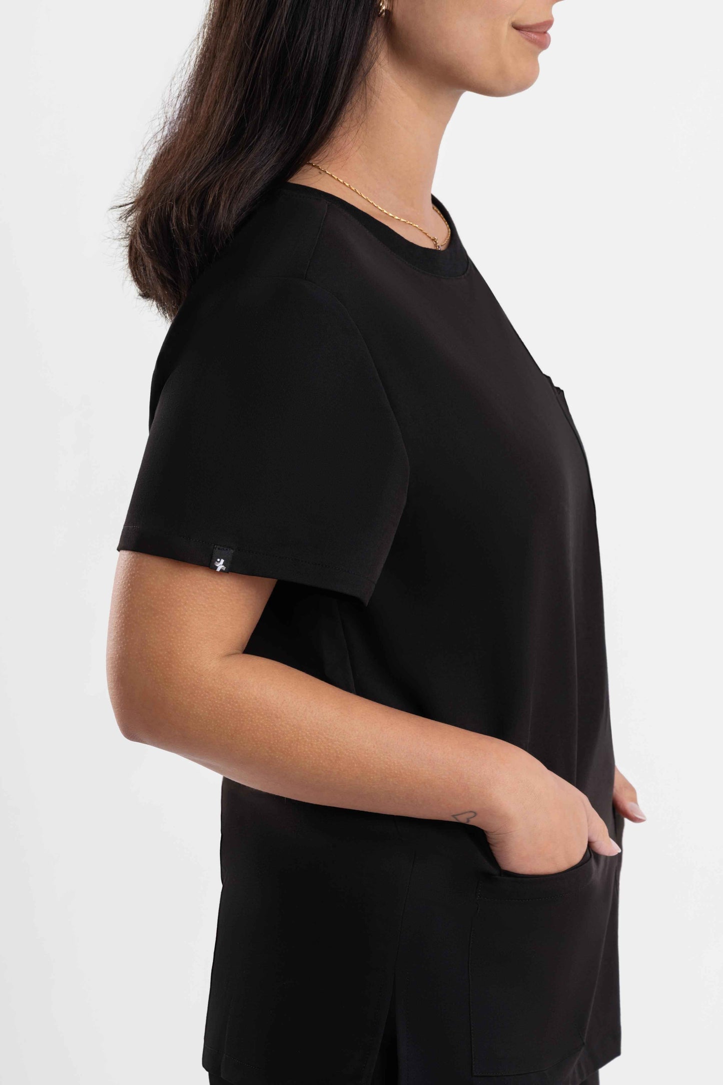 Crewneck Scrub Top - Black