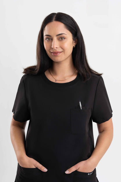 Crewneck Scrub Top - Black