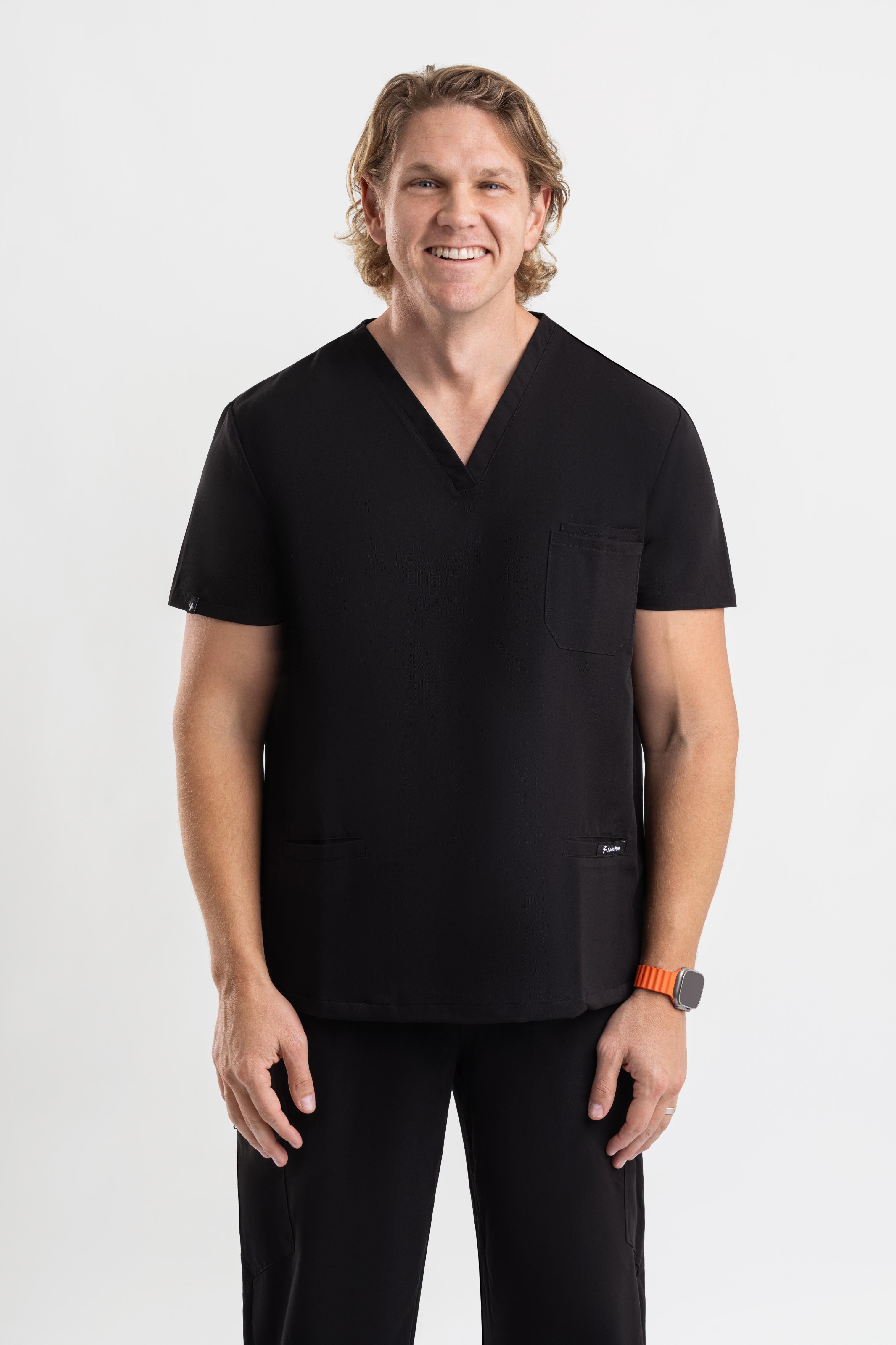 men’s black V Neck Scrub tops Australia