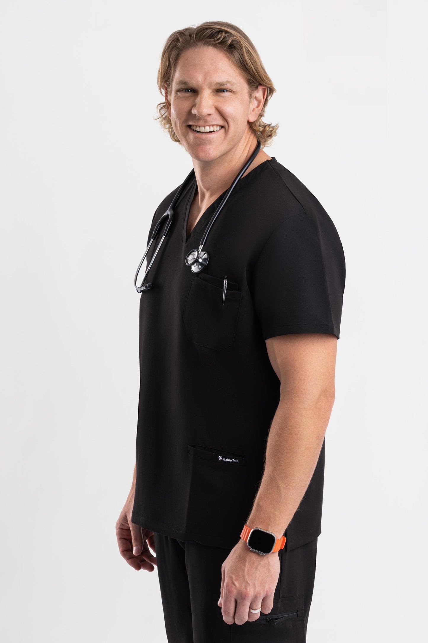breathable men’s V Neck black Scrub tops