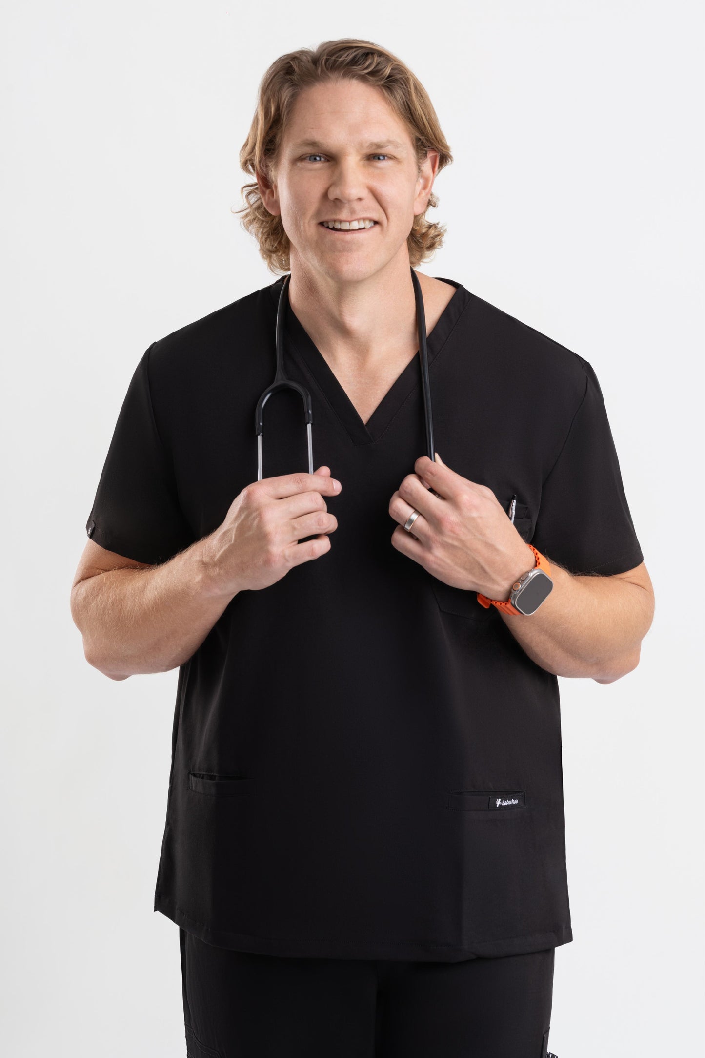 men’s V Neck black medical scrub tops