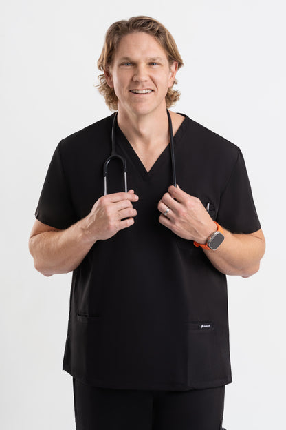 men’s V Neck black medical scrub tops