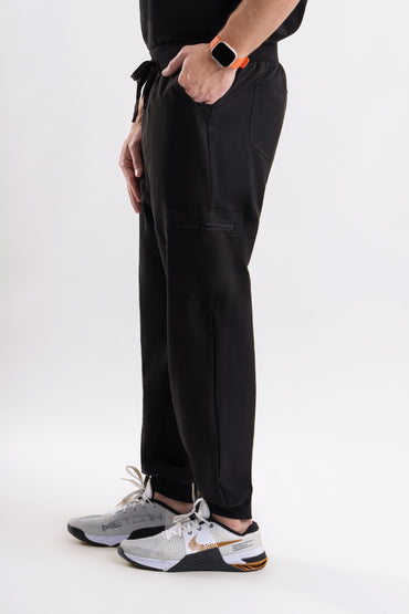 black healthcare pulse jogger scrub pants for men