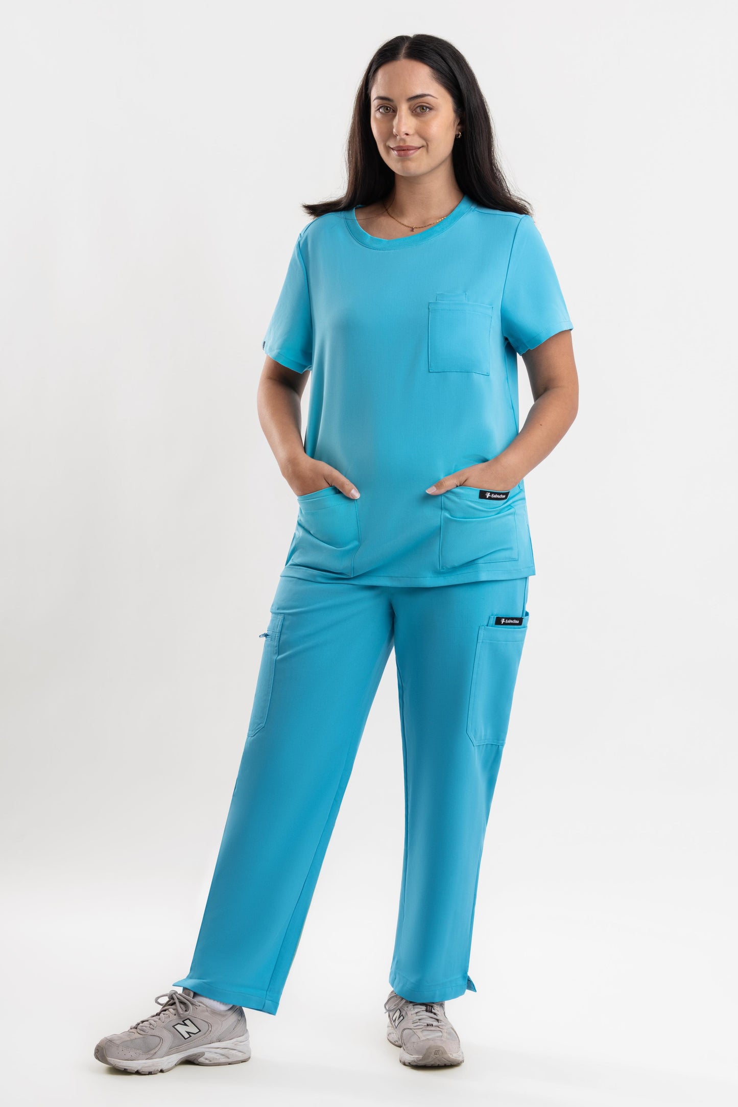 women’s teal scrub top for healthcare professionals