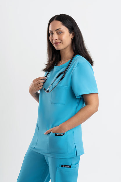 modern teal scrub top women’s healthcare