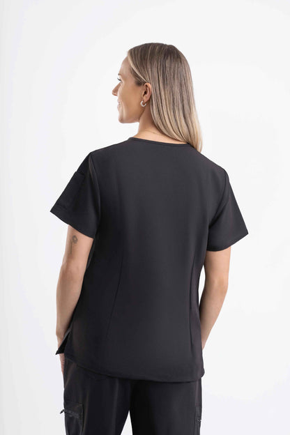 V Neck Scrub Top - Black