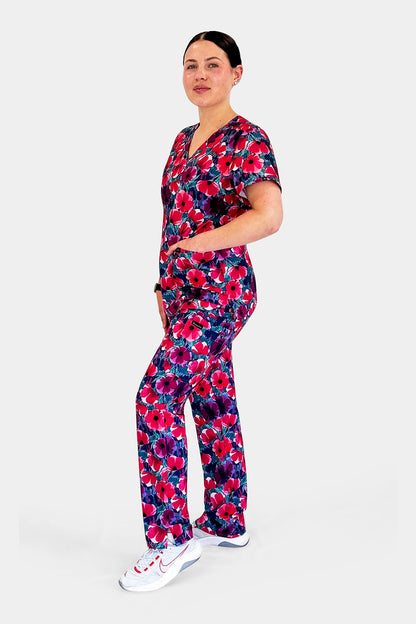 Crimson Bloom Scrub set Babuchaa