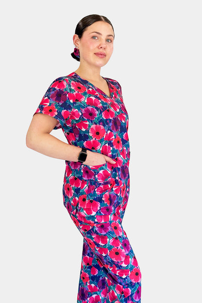 Crimson Bloom Scrub set Babuchaa